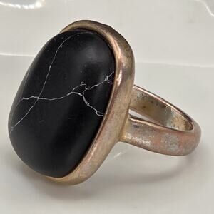 Vintage Black Agate Ring Size 8 Talisman Djinn